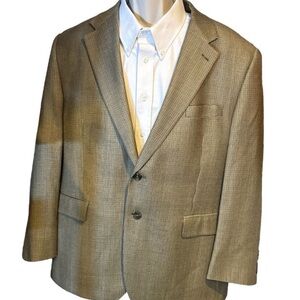 Mini Houndstooth - Wool Silk Tan Sport Coat 44S by Chaps Classic Casual‎